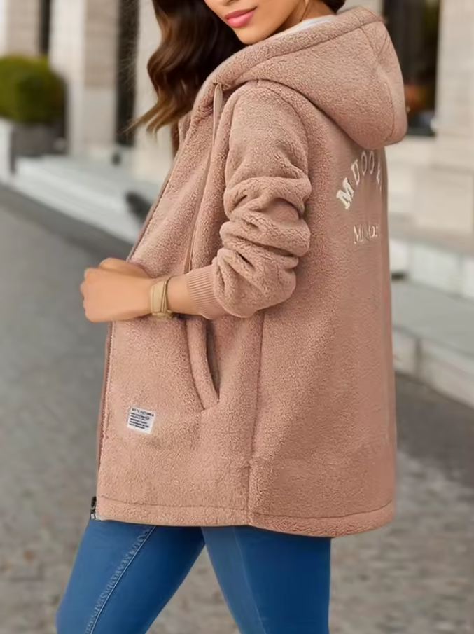 Weiche Lange Kapuzenjacke für Damen | Warm
