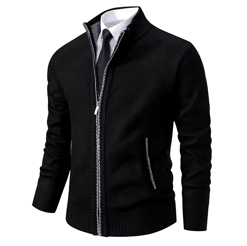 Strickjacke mit Reißverschluss und Stehkragen