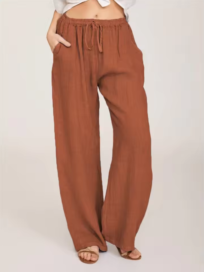 Weit geschnittene Hose mit elastischem Bund und Kordelzug