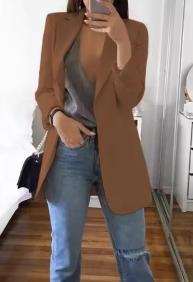 Damenblazer mit offenem Schnitt und langen Ärmeln