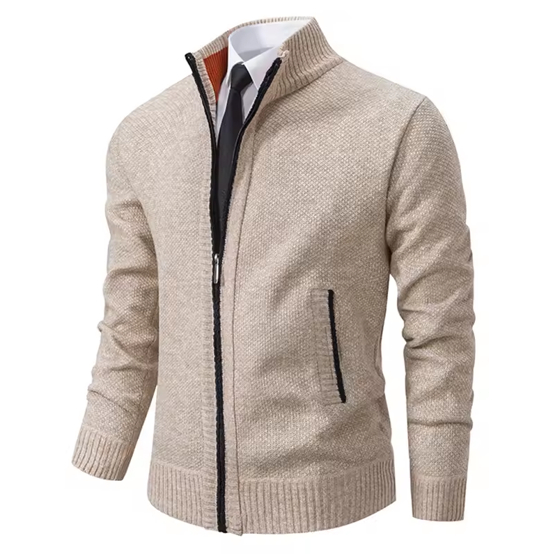 Strickjacke mit Reißverschluss und Stehkragen