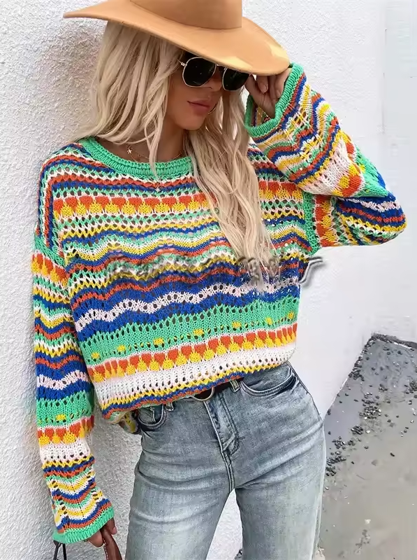 Kurzer Norweger Pullover für Damen | Winter Strick