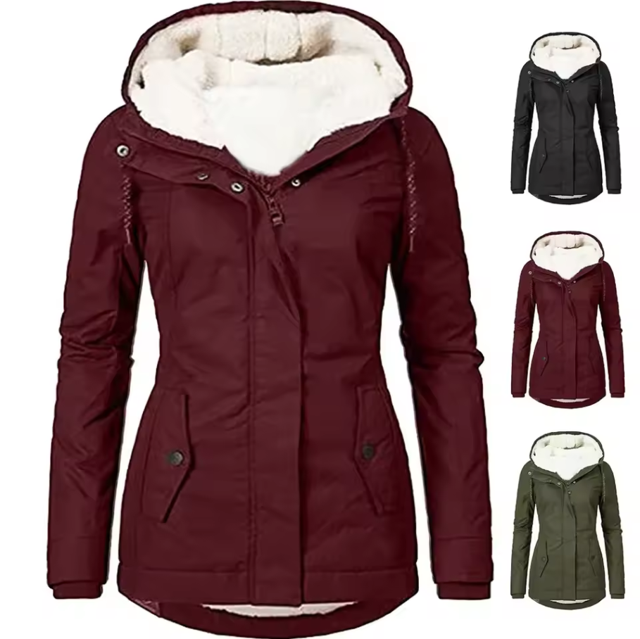 Winterjacke mit Kapuze und flauschiger Innenfütterung