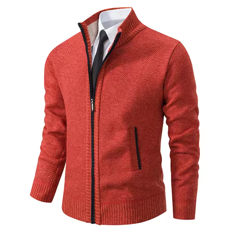 Strickjacke mit Reißverschluss und Stehkragen