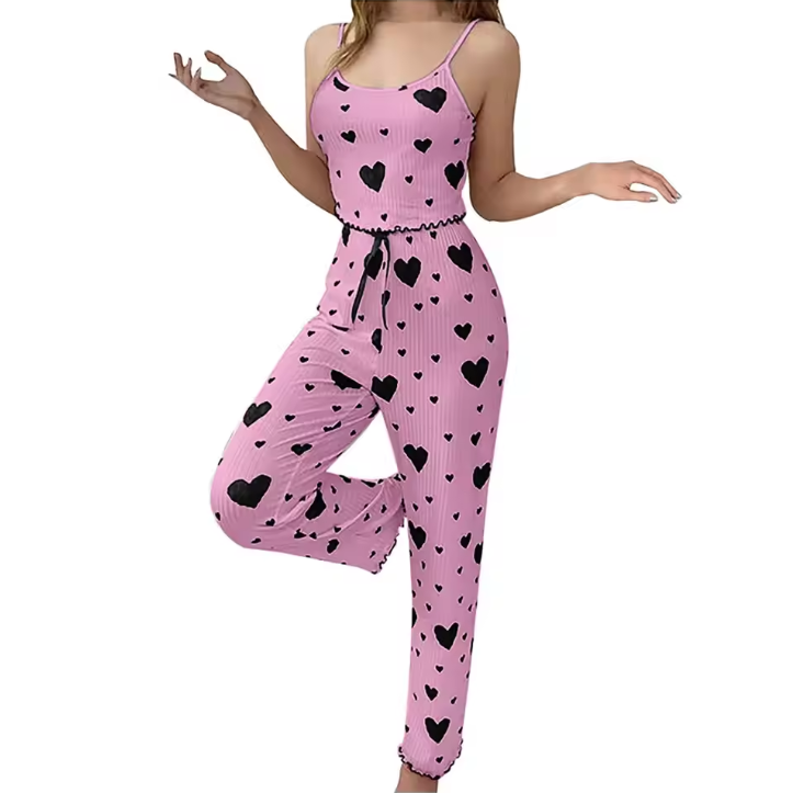 Zweiteiliges Damen-Nachtset mit Hemd und Hose