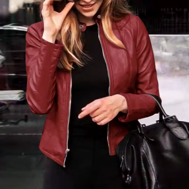 Figurbetonte Jacke mit Reißverschluss und Stehkragen