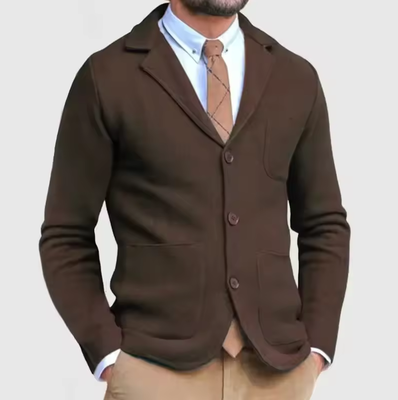 Strickjacke mit Reverskragen und Knopfleiste