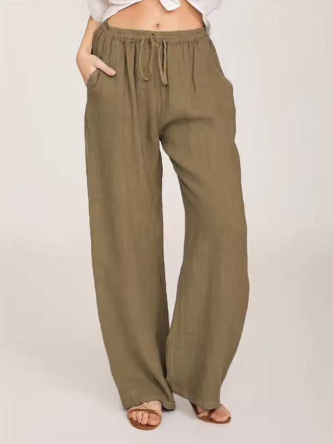 Weit geschnittene Hose mit elastischem Bund und Kordelzug