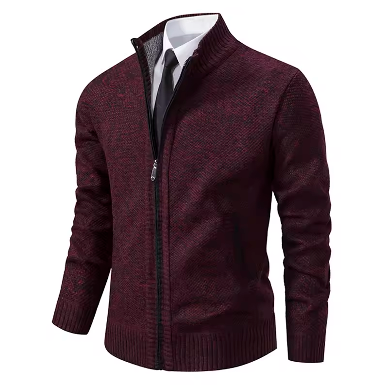 Strickjacke mit Reißverschluss und Stehkragen