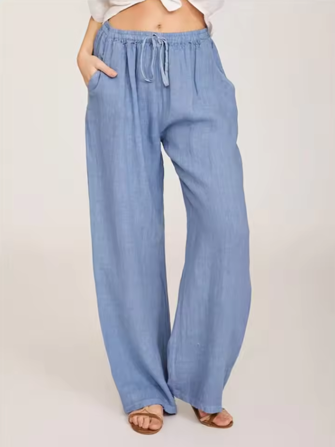 Weit geschnittene Hose mit elastischem Bund und Kordelzug