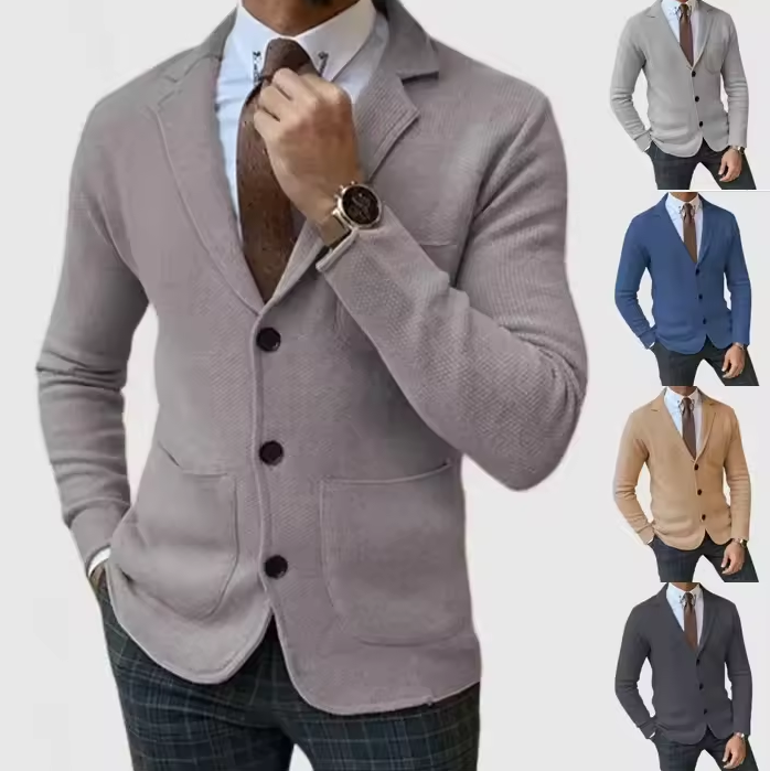 Strickjacke mit Reverskragen und Knopfleiste