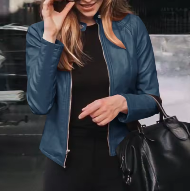 Figurbetonte Jacke mit Reißverschluss und Stehkragen