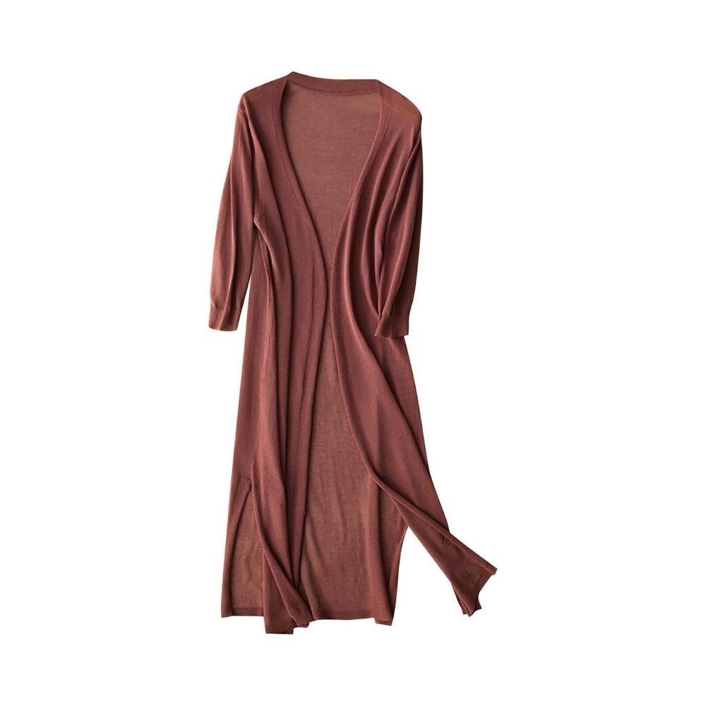 Langes Damenkleid mit Rundhalsausschnitt