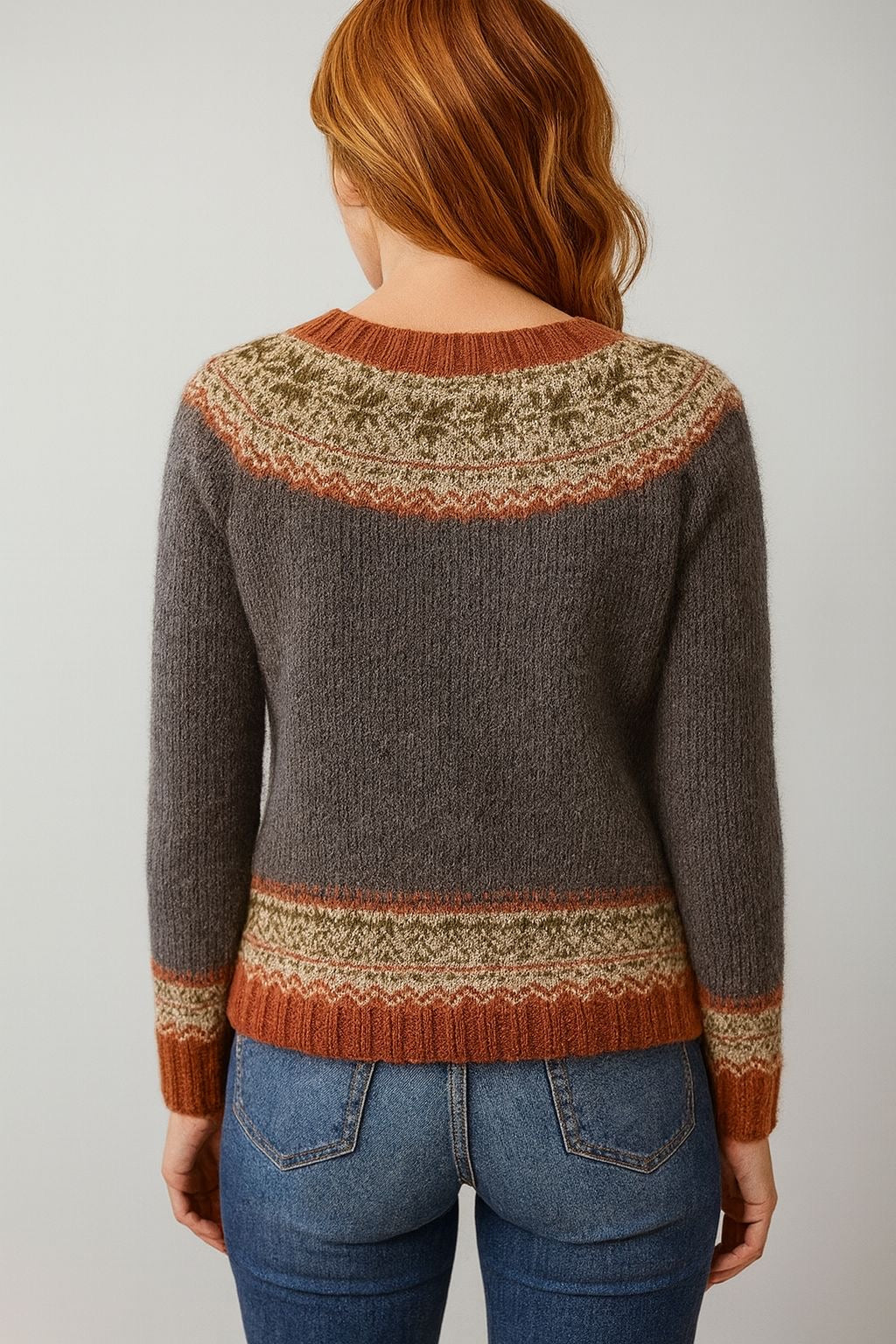Gemusterter Damen-Strickpullover mit Rundhalsausschnitt – Weich, Stylisch & Bequem