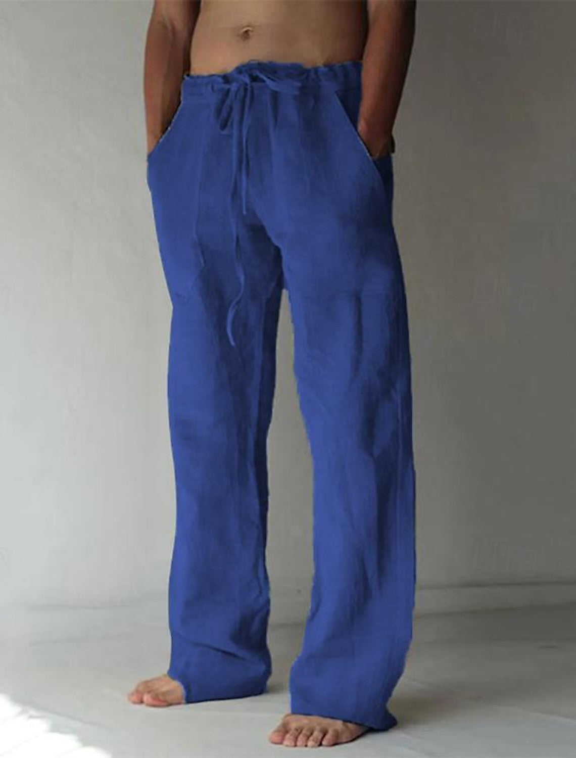 Herrenhose mit elastischem Bund, Kordelzug und geradem Schnitt aus strukturiertem Gewebe
