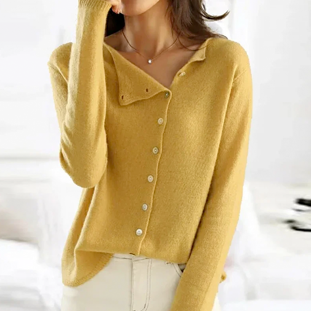 Damen Strickjacke mit V-Ausschnitt und Knopfleiste