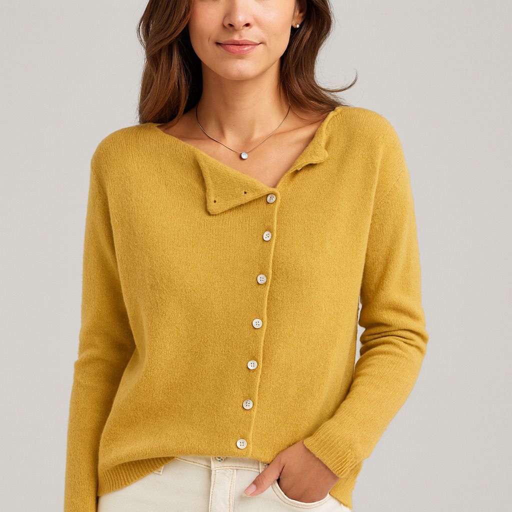 Damen Strick Pullover mit Knopfleiste – Elegant & Weich