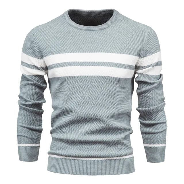 Herrenpullover mit Rundhalsausschnitt & Streifen