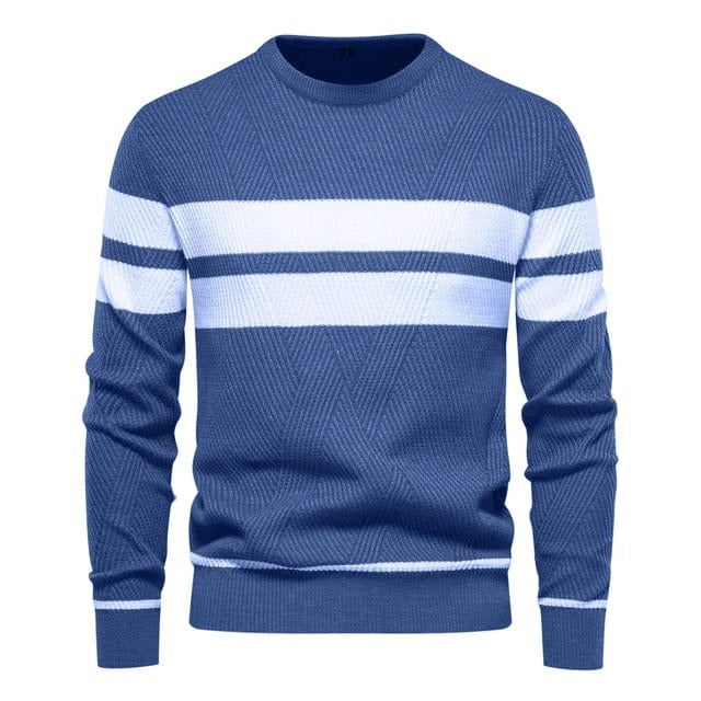 Herrenpullover mit Rundhalsausschnitt & Streifen