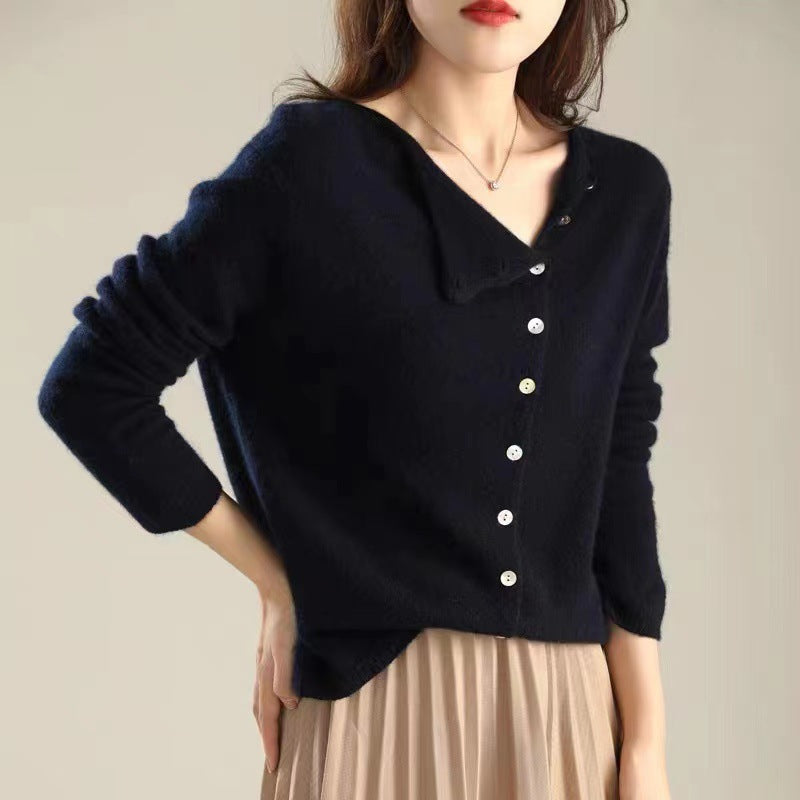Damen Strickjacke mit V-Ausschnitt und Knopfleiste