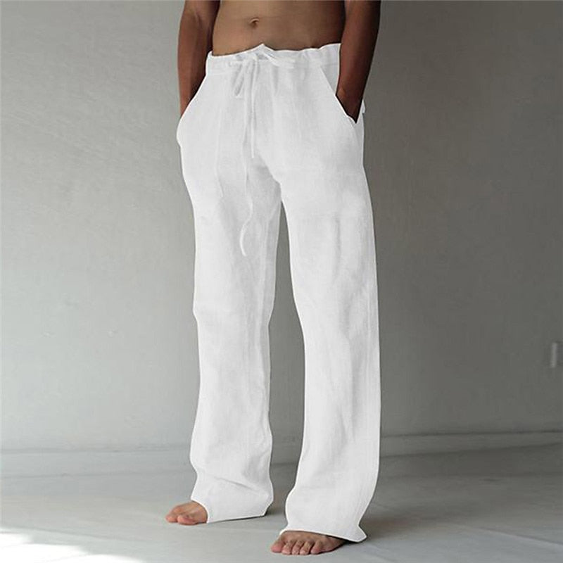 Herrenhose mit elastischem Bund, Kordelzug und geradem Schnitt aus strukturiertem Gewebe