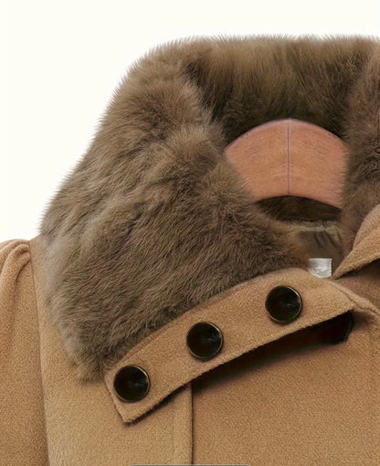 Damen Mantel mit Gürtel und Kragenbesatz