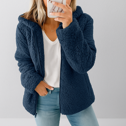 Damen Teddy Jacke mit Kapuze | Übergangsjacke