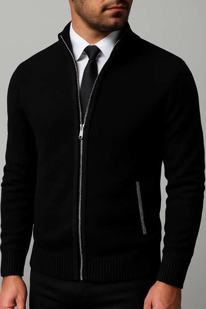 Elegante Strickjacke für Herren mit Reißverschluss und Stehkragen