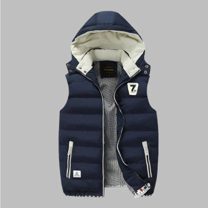 Herren Steppweste mit Kapuze und Reißverschlusstaschen