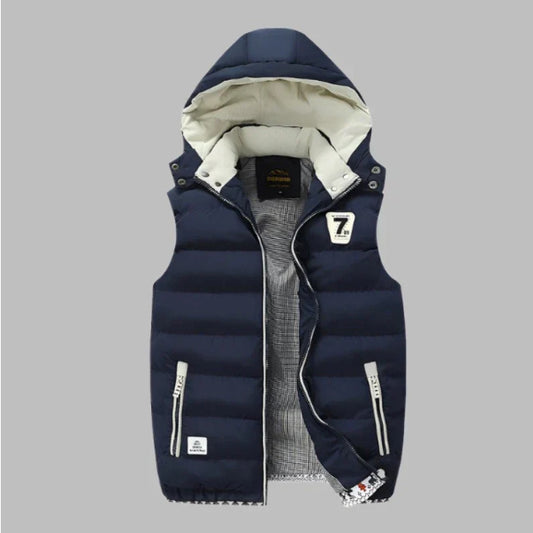 Herren Steppweste mit Kapuze und Reißverschlusstaschen