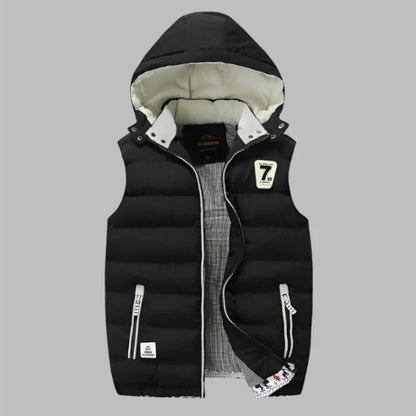 Herren Steppweste mit Kapuze und Reißverschlusstaschen