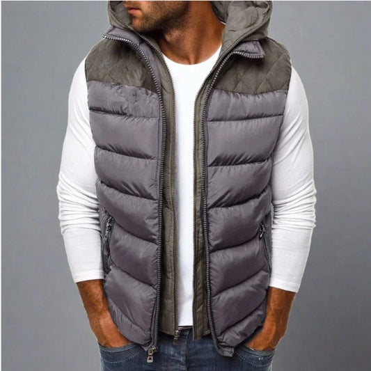 Herren Steppweste mit Kapuze und Reißverschluss