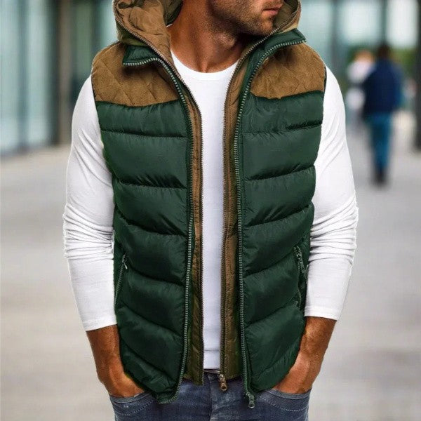 Herren Steppweste mit Kapuze und Reißverschluss