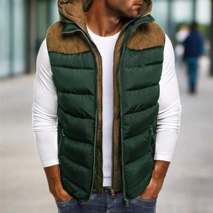 Herren Steppweste mit Kapuze und Reißverschluss
