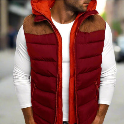 Herren Steppweste mit Kapuze und Reißverschluss