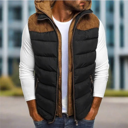 Herren Steppweste mit Kapuze und Reißverschluss