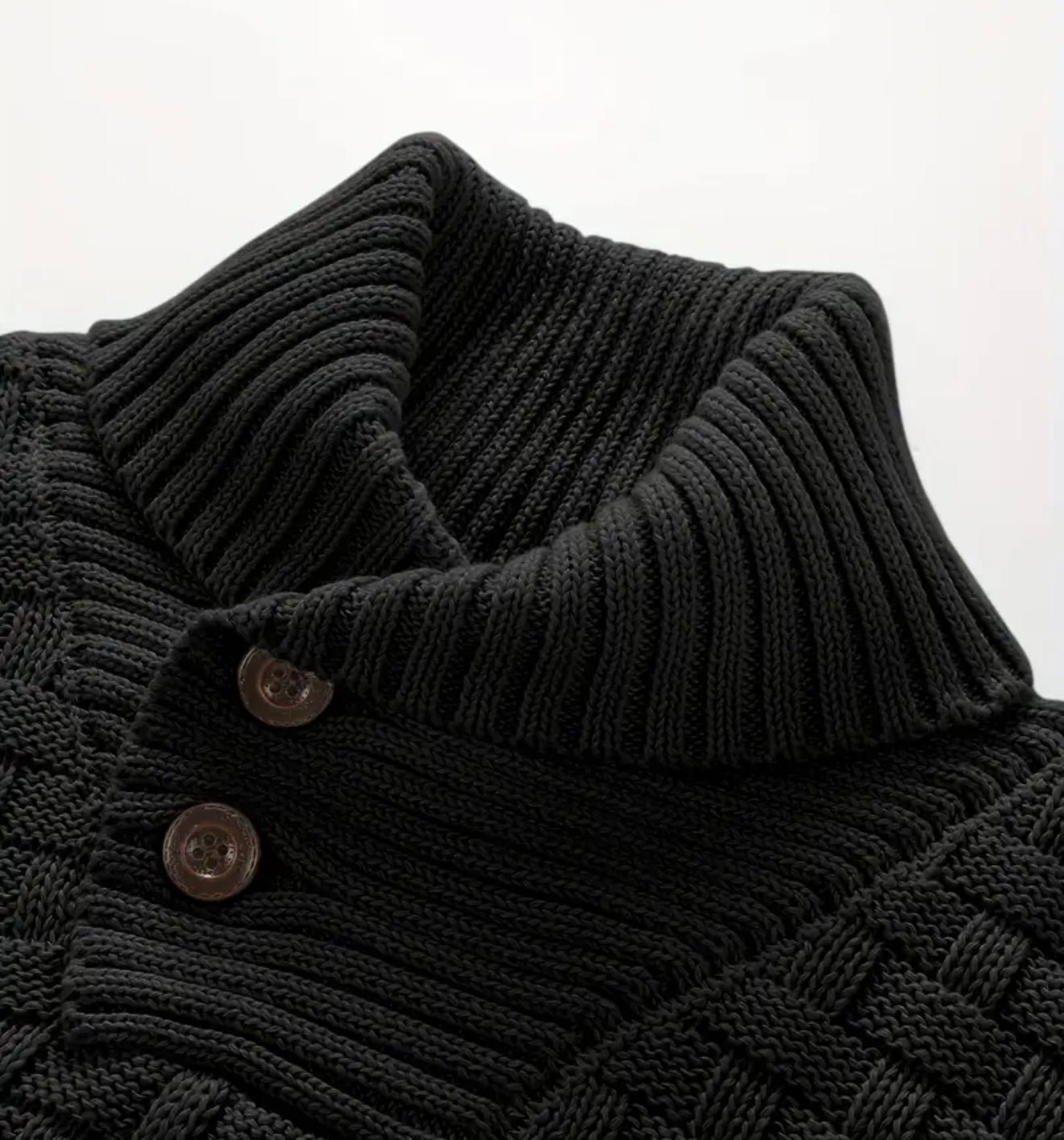 Herren Strickpullover mit Stehkragen und Knopfleiste