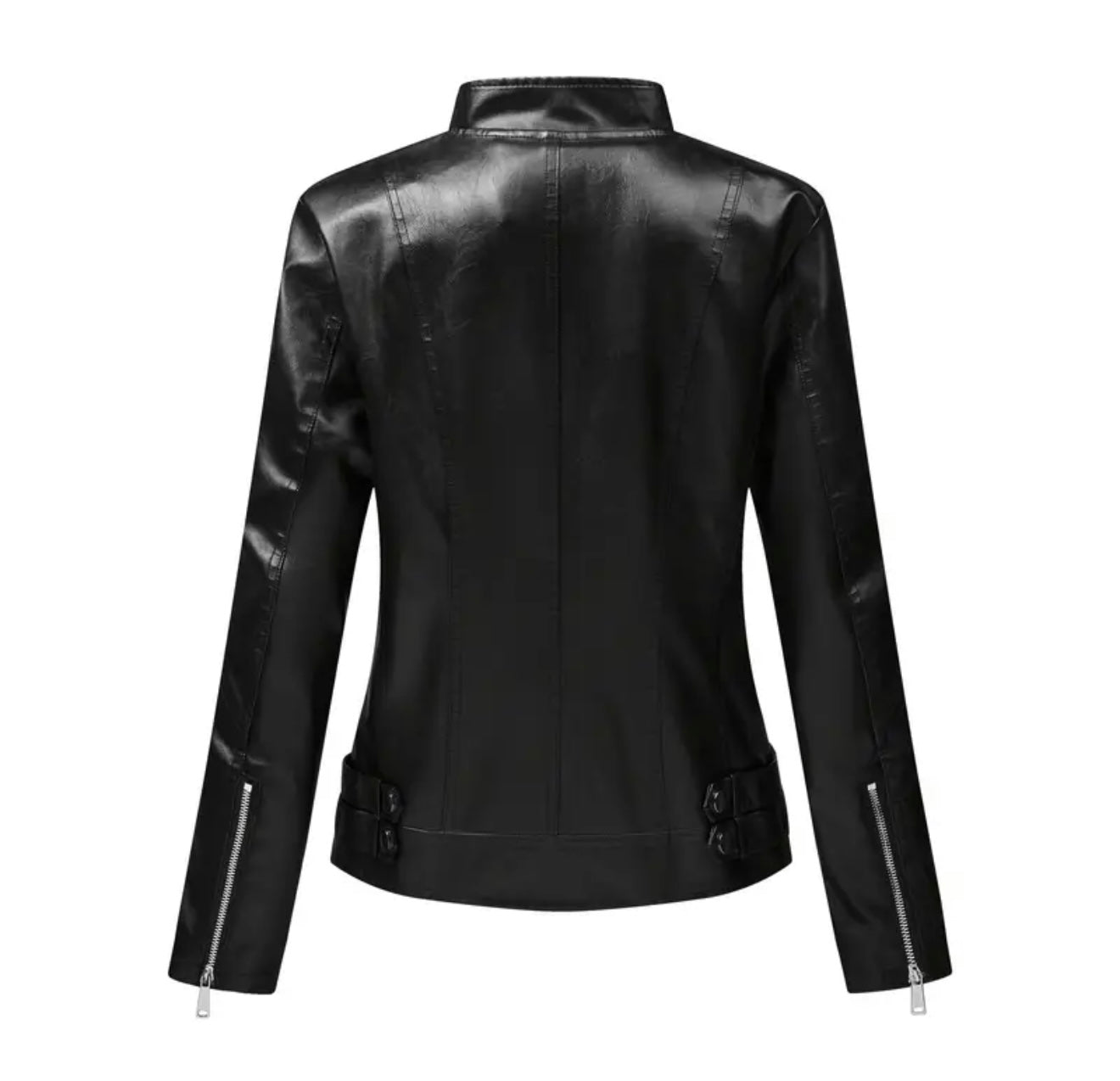 Modische Damen Biker Jacke mit Stehkragen | Kurz