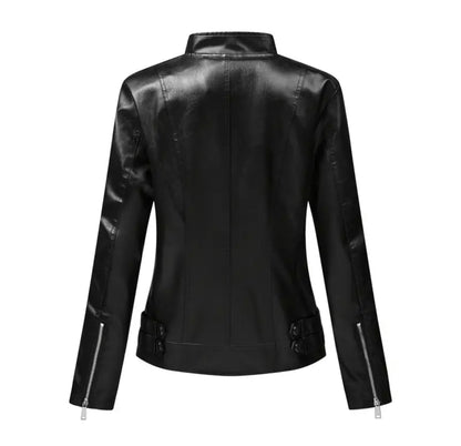 Modische Damen Biker Jacke mit Stehkragen | Kurz