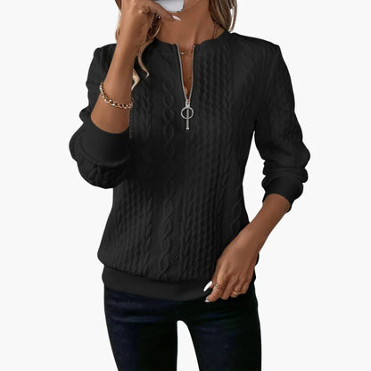 Pullover mit Reißverschluss und Strukturmuster