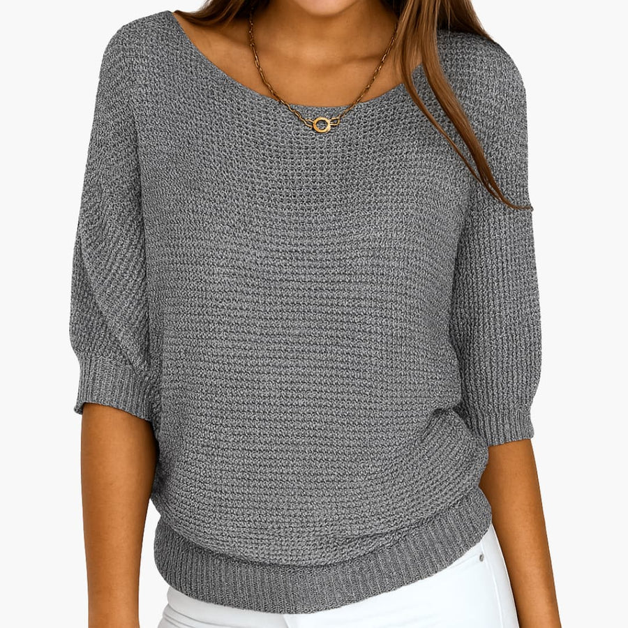 Leichter Strickpullover mit halblangen Ärmeln