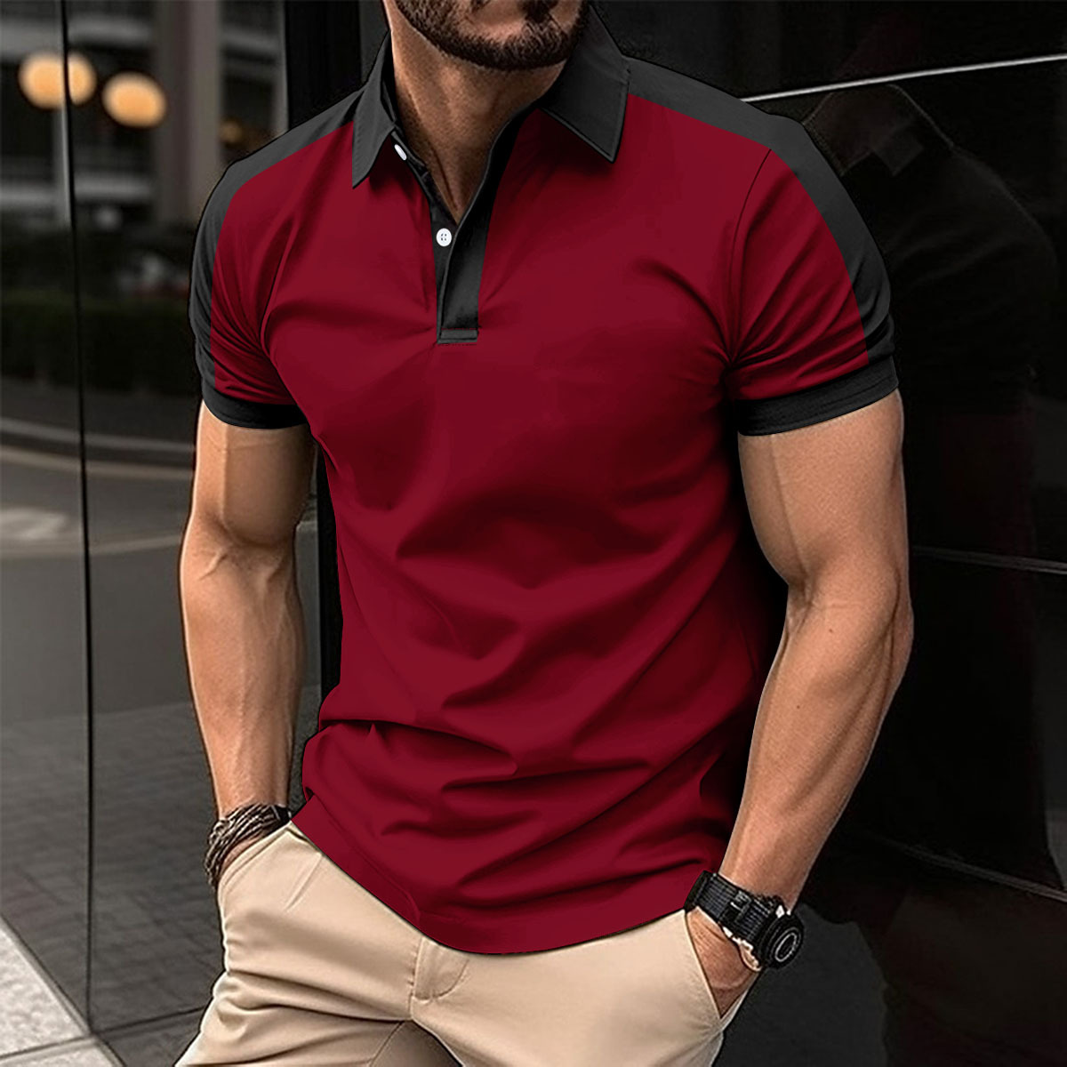 Poloshirt mit Kontrastdetails und Knopfleiste