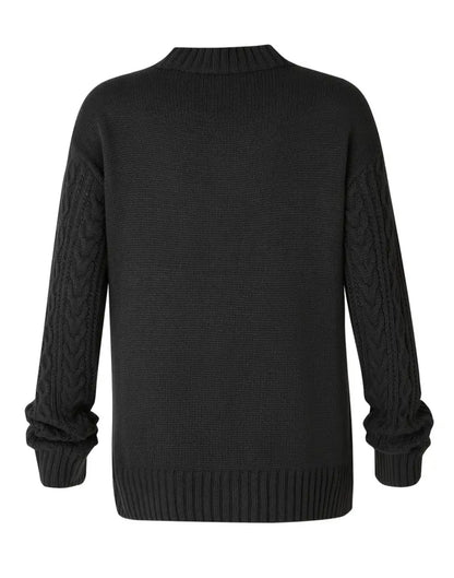 Damenstrickpullover mit Zopfmuster