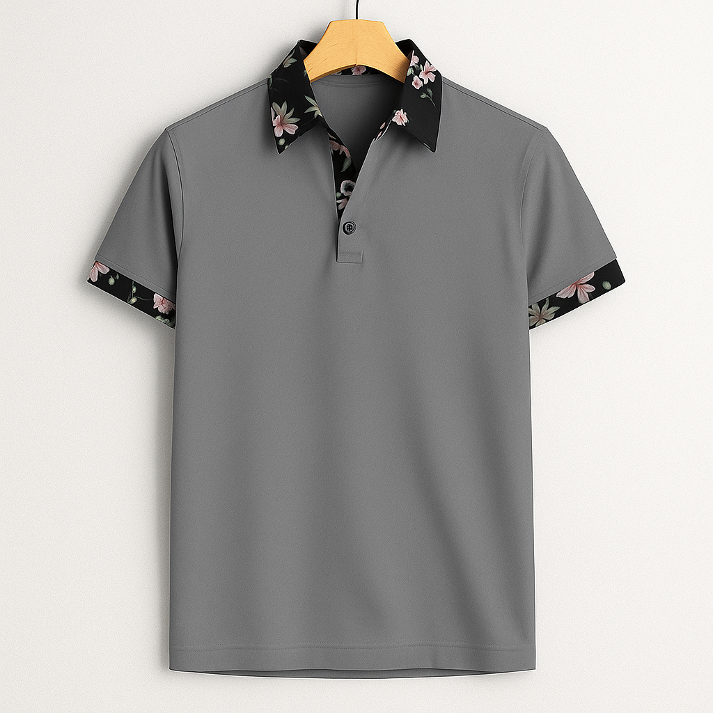 Poloshirt mit Kontrastdetails und Knopfleiste