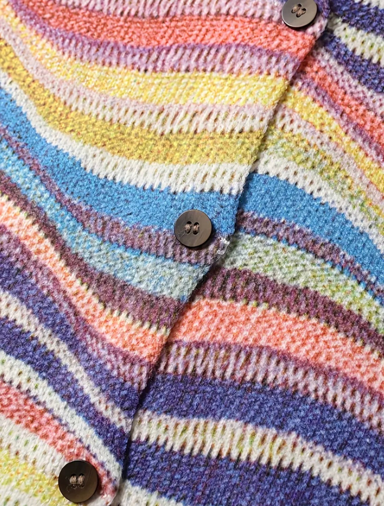 Damen kurze Strickjacke mit Streifenmuster | Oversize