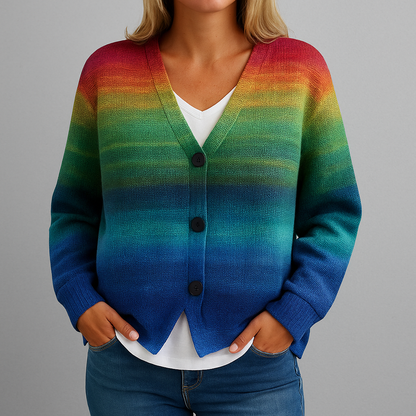 Damen kurze Strickjacke mit Streifenmuster | Oversize