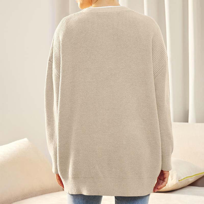 Gemütliche Strickjacke für Damen mit Knopfverschluss und lockerer Passform