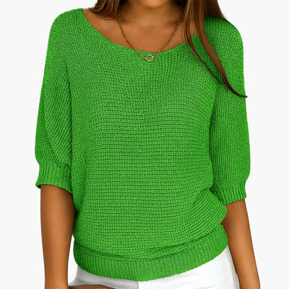 Leichter Strickpullover mit halblangen Ärmeln