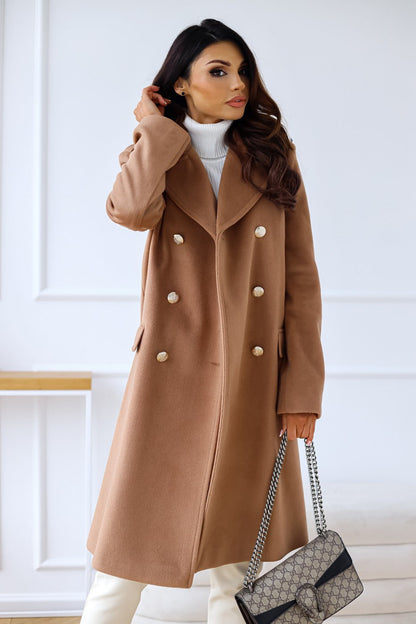 Langer Damen Mantel mit zweireihiger Knopfleiste | Warm