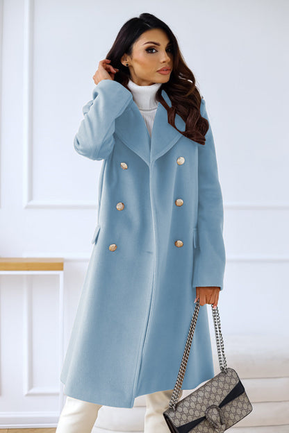 Langer Damen Mantel mit zweireihiger Knopfleiste | Warm